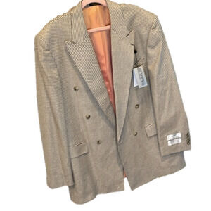 Gianfranco Ruffini silk/wool 42L double breast blazer with peach lining